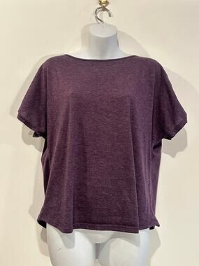 Vintage Colette Y2K Heathered Plum Purple Cold Shoulder Slit Tee Top M